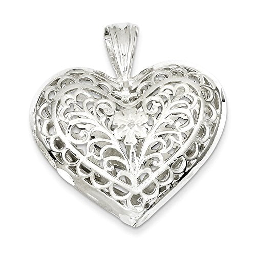 Sterling Silver Filigree Heart Charm 